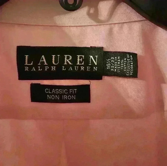 Lauren Ralph Lauren collar buttons long sleeves shirt in pink size 16.5 32/33 - Picture 3 of 4